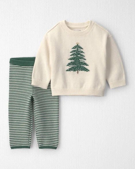 Baby 2-Piece Organic Cotton Sweater Knit Top & Pant Set in Penguins