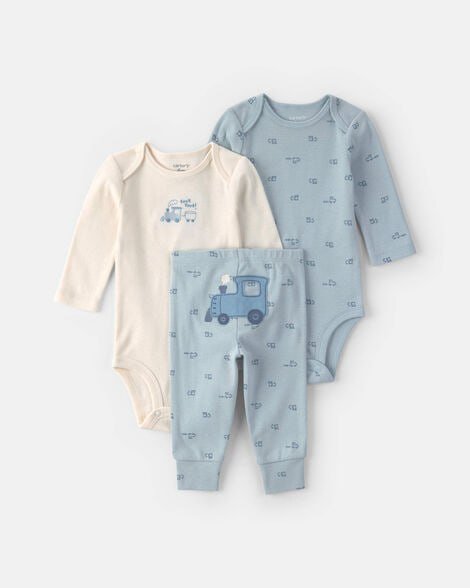 Baby Boy 3-Piece Fox Long-Sleeve Bodysuit & Pant Set - Navy Blue/Grey