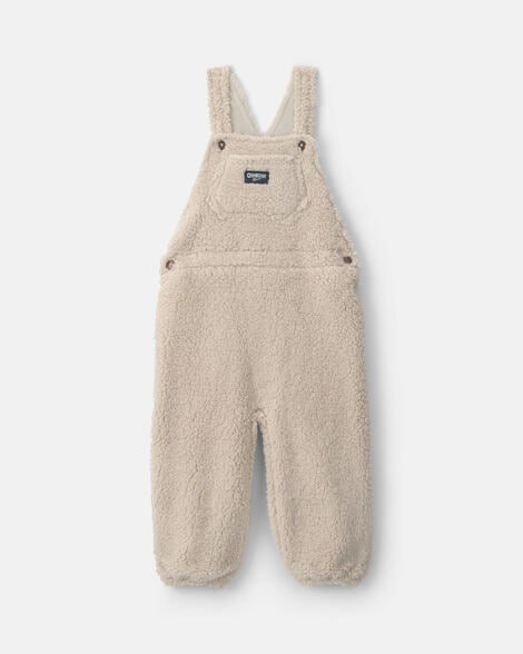 Toddler Teddy Fleece Overalls - Cream