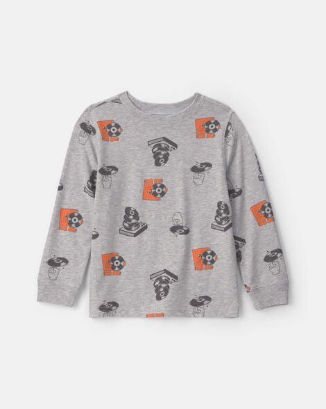 Boys Record Music Long-Sleeve Top - Grey