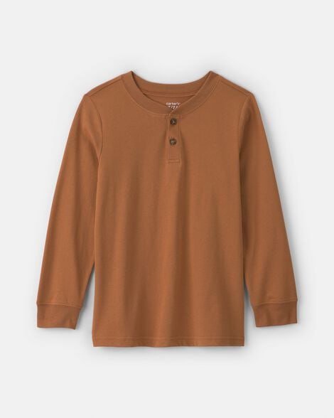 Boys Long-Sleeve Henley T-Shirt - Grey