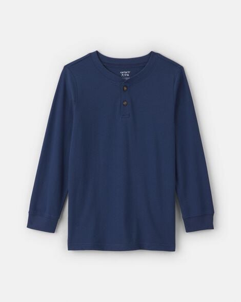 Boys Long-Sleeve Henley T-Shirt - Grey