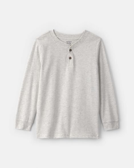 Boys Long-Sleeve Henley T-Shirt - Grey