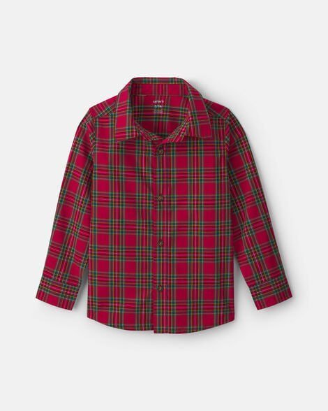 Boys Winter Long-Sleeve Button-Down Shirt - Cream