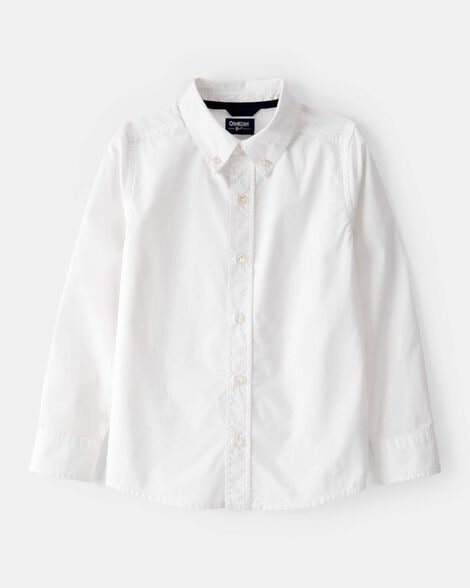 Boys Long Sleeve Button-Front Uniform Shirt - White