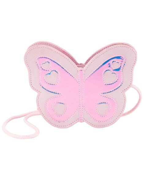 Girls Butterfly Iridescent Crossbody Bag - Pink