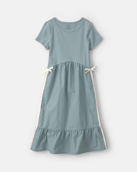 Girls Bow Midi Dress - Blue
