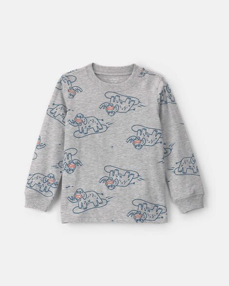 Toddler Boy Dinosaur Long-Sleeve Tee - Brown