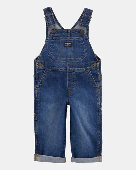 Toddler Stretch Denim Overalls - Medium Wash