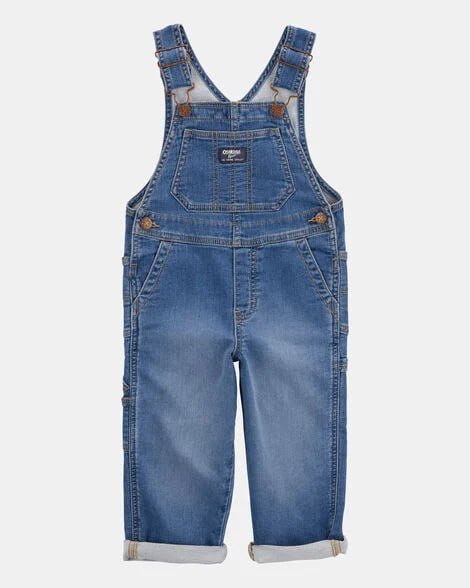 Toddler Stretch Denim Overalls - Medium Wash