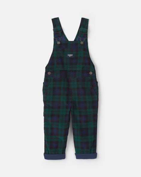 Toddler Boy Airplane Corduroy Overalls - Blue