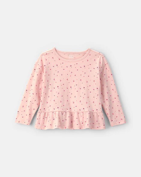 Toddler Girl Floral Long-Sleeve Peplum Top - Blue/Red