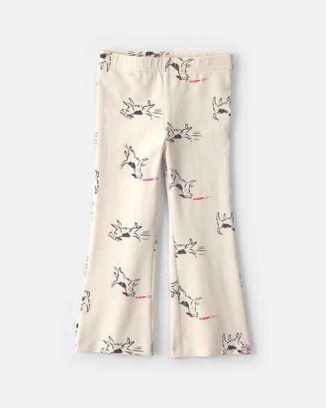 Toddler Girl Bow Cotton Pull-On Stretch Flare Leggings - Blue