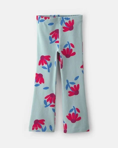 Toddler Girl Bow Cotton Pull-On Stretch Flare Leggings - Blue