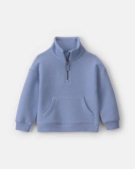 Toddler Girl Fleece Pullover Quarter Zip Sweatshirt - Taupe