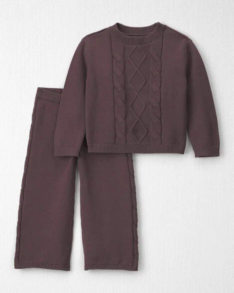 Toddler Girl 2-Piece Organic Cotton Cable Knit Sweater Top & Pant Set