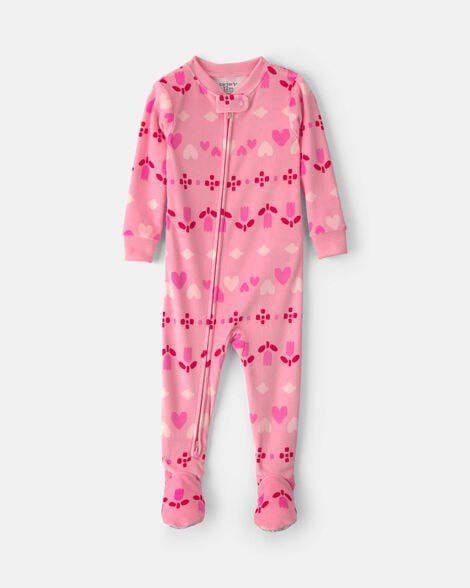 Toddler Girl 1-Piece Floral DreamPlush Snug Fit Footed Pajama