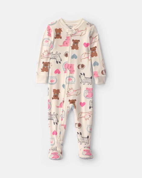 Toddler Girl 1-Piece Floral DreamPlush Snug Fit Footed Pajama