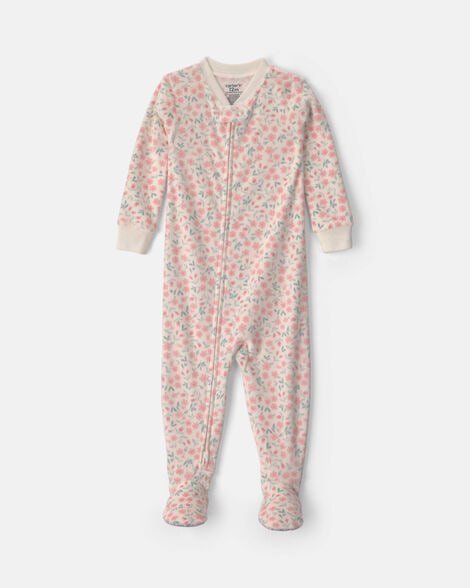 Toddler Girl 1-Piece Floral DreamPlush Snug Fit Footed Pajama