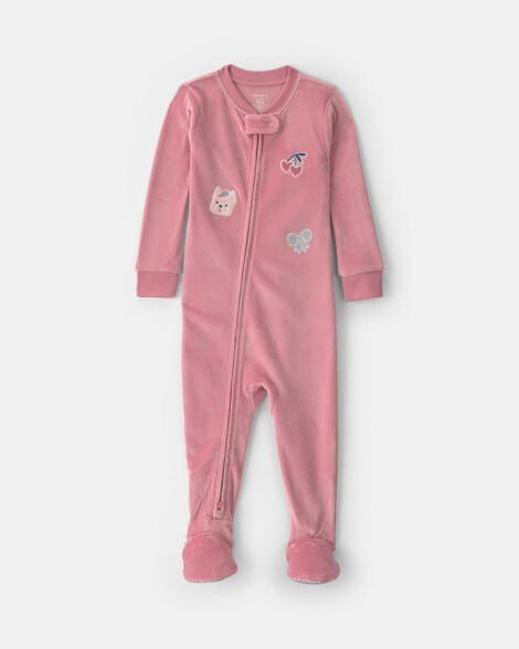 Toddler Girl 1-Piece Floral DreamPlush Snug Fit Footed Pajama