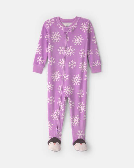 Toddler Girl 1-Piece Floral DreamPlush Snug Fit Footed Pajama
