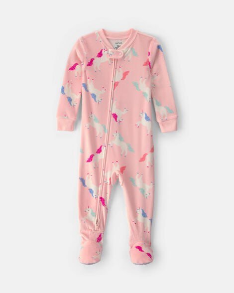 Toddler Girl 1-Piece Floral DreamPlush Snug Fit Footed Pajama