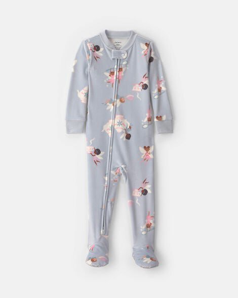 Toddler Girl 1-Piece Floral DreamPlush Snug Fit Footed Pajama