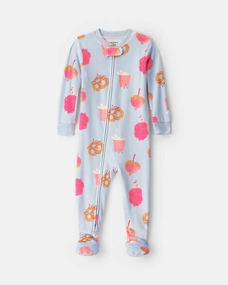 Toddler Girl 1-Piece Butterfly Fleece Loose Fit Footed Pajama - Pink