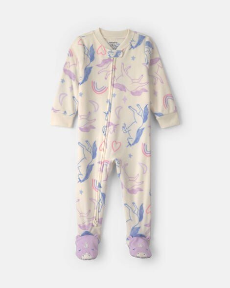 Toddler Girl 1-Piece Butterfly Fleece Loose Fit Footed Pajama - Pink