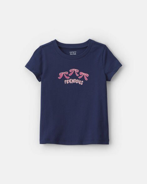 Toddler Girl 'Friendsies' Bow Graphic Tee - Navy Blue