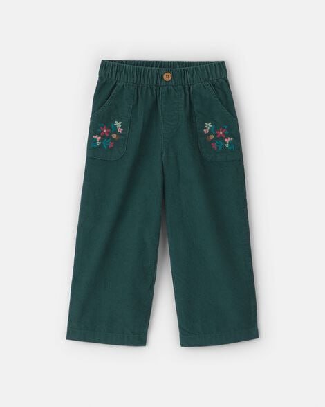 Toddler Girl Floral Corduroy Wide-Leg Pants - Green