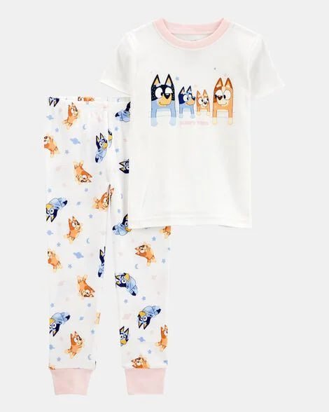 Toddler Girl Bluey™ Snug Fit Cotton 2-Piece Pajamas - White