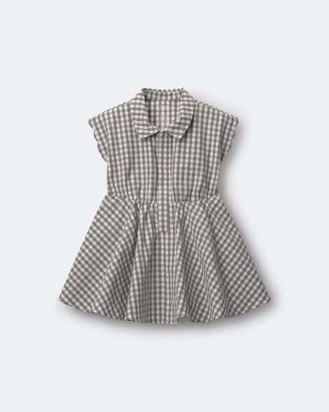 Toddler Girl Avenue Twirl™ Scalloped Dress in Gingham - Grey