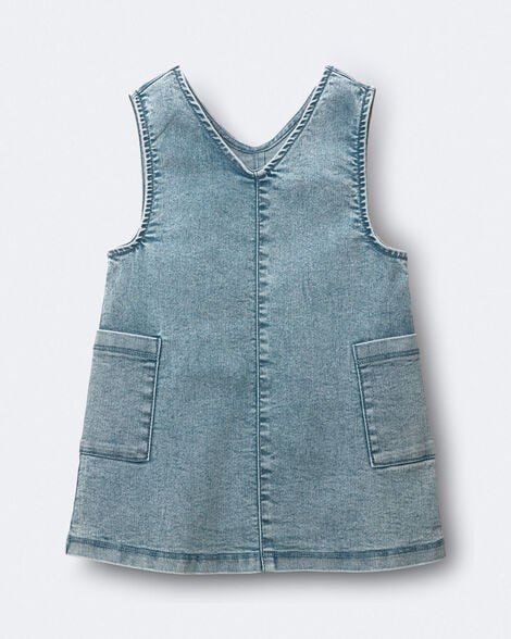 Toddler Girl Otter Pocket Denim Jumper - Olive
