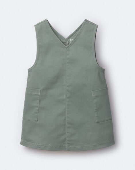 Toddler Girl Otter Pocket Denim Jumper - Olive