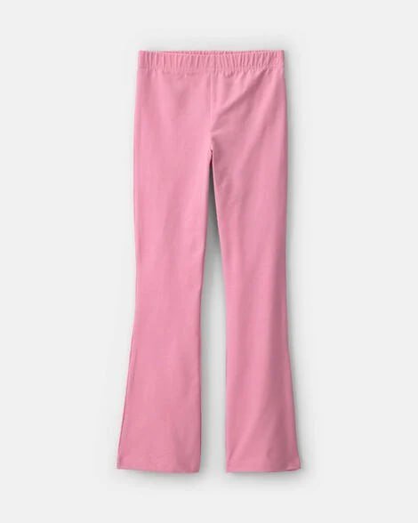 Girls Heart Cotton Pull-On Stretch Flare Leggings - Pink