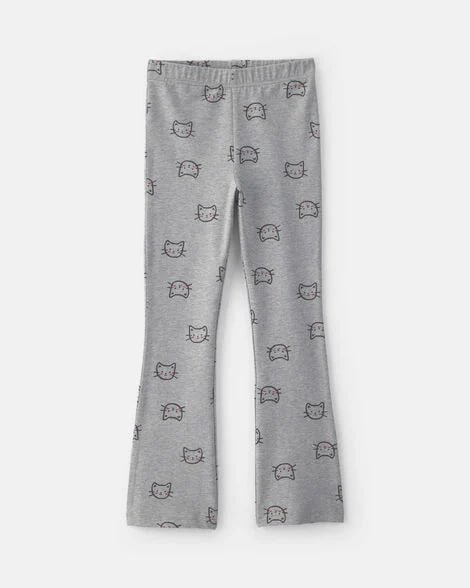 Girls Heart Cotton Pull-On Stretch Flare Leggings - Pink