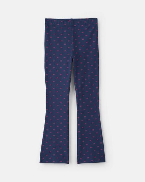 Girls Heart Cotton Pull-On Stretch Flare Leggings - Pink