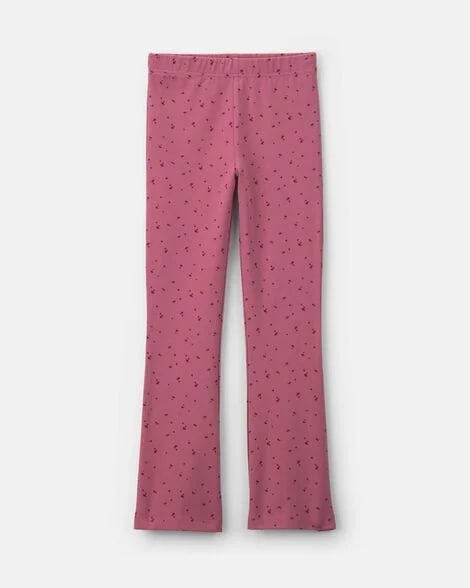 Girls Heart Cotton Pull-On Stretch Flare Leggings - Pink