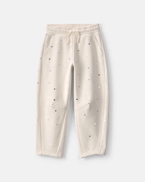 Girls Floral Fleece Barrel Pants - Periwinkle Blue