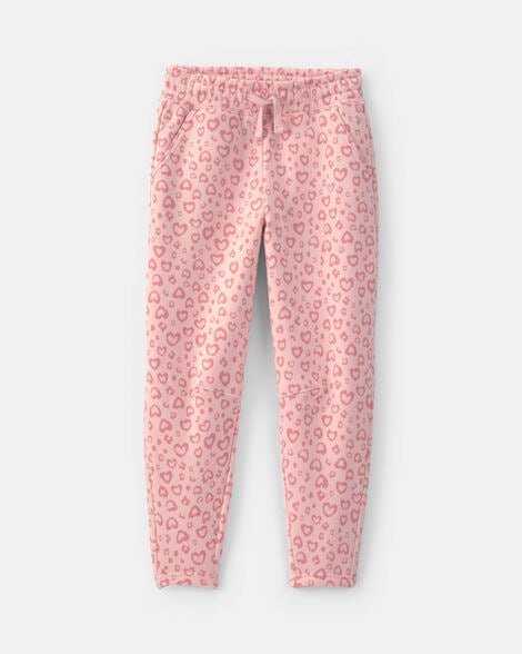 Girls Floral Fleece Barrel Pants - Periwinkle Blue