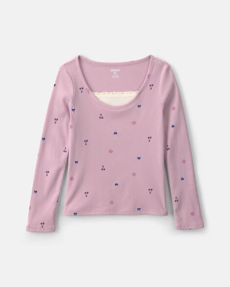 Girls Floral Long-Sleeve Top - Purple
