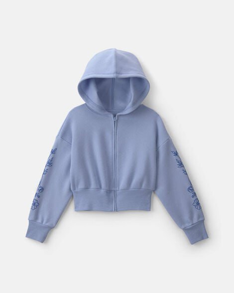Girls 'Butterfly' Fleece Zip-Up Hoodie - Navy Blue