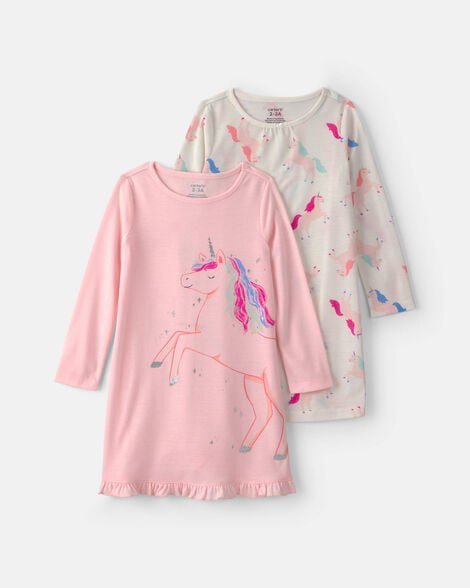 Girls 2-Pack 'Best In Show' Heart Loose Fit Night Gown - Pink
