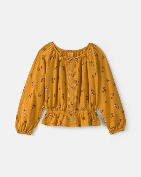 Girls Floral Long-Sleeve Top - Pink