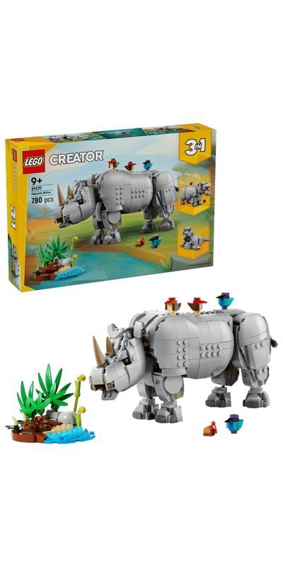 Wild Animals: Majestic Rhino with Birds