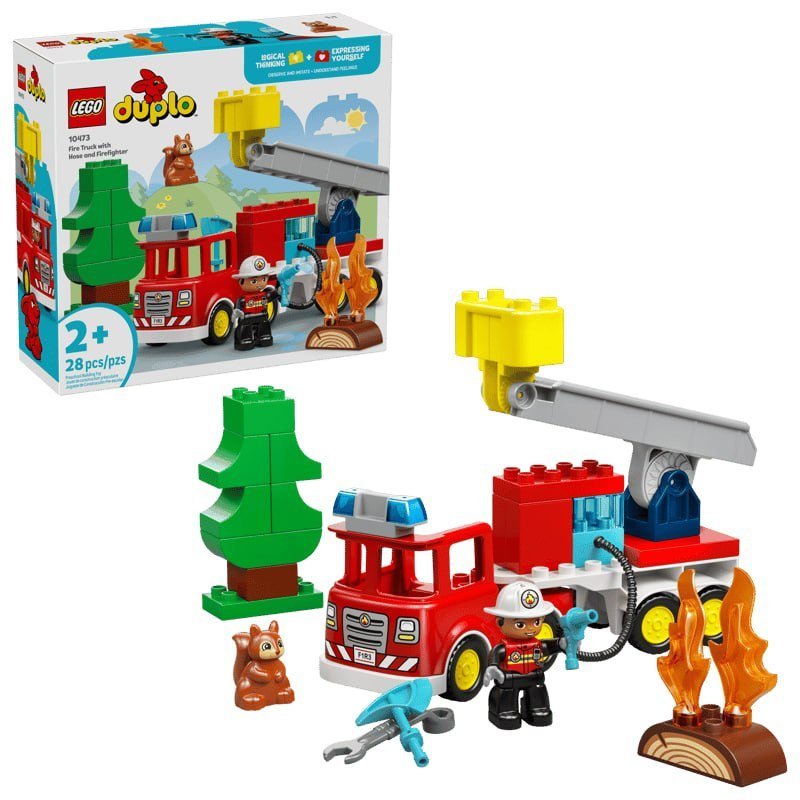 Fire Truck with Hose and Firefighter