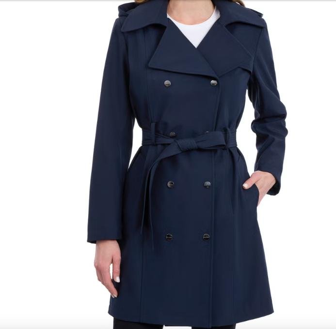 Calvin Klein Trench Coat com capuz azul marinho