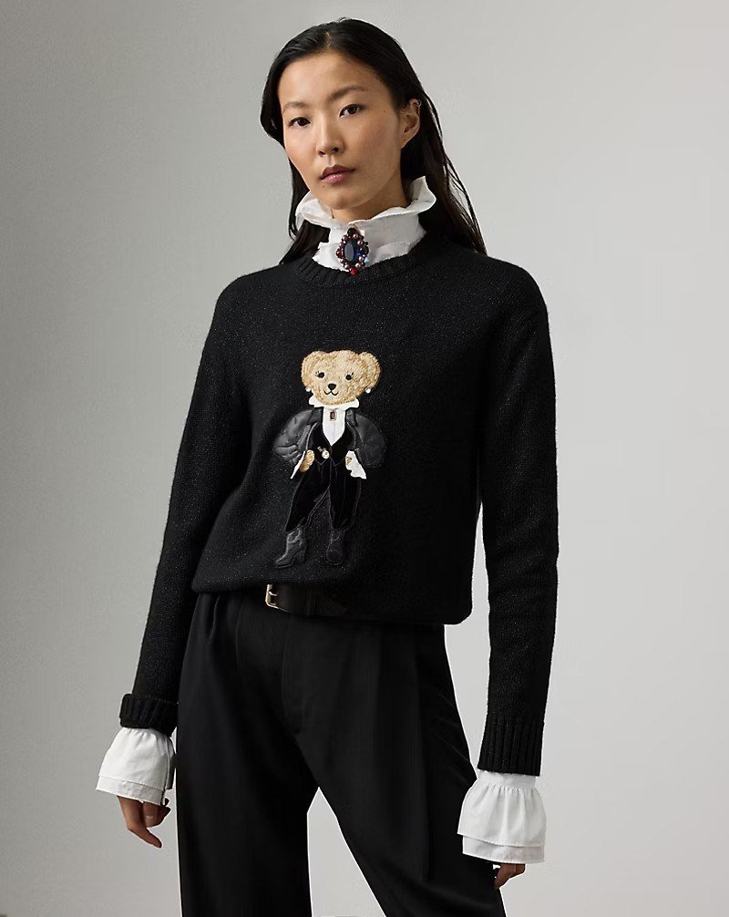 Holiday Polo Bear Metallic Sweater