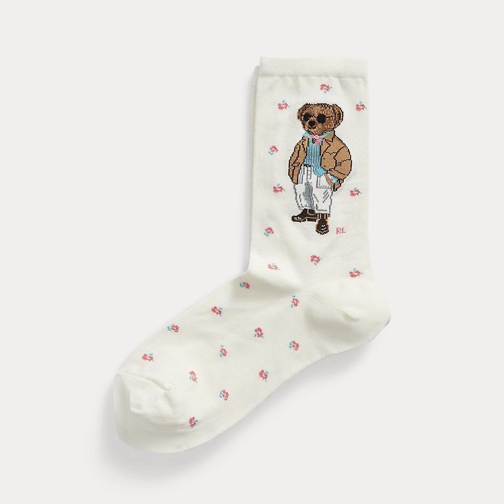 Polo Bear Floral Crew Socks